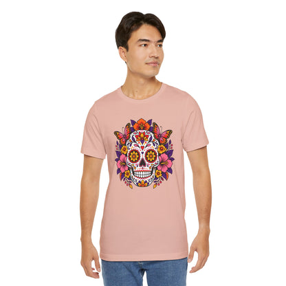 Floral Sugar Skull T-Shirt – Colorful Día de los Muertos Inspired Tee