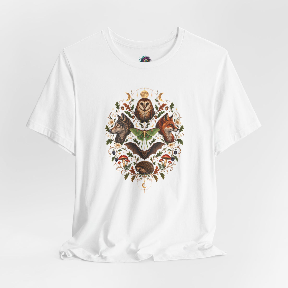 Nocturnal Woodland Animals T-Shirt – Moonlit Nature Tee