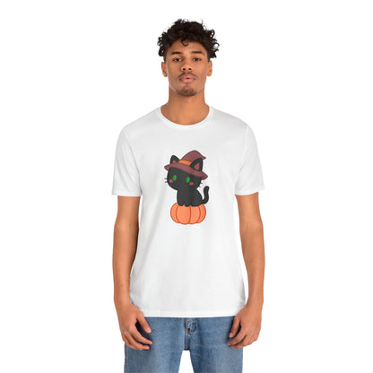 Halloween Cat Shirt – Cute Cat on a Pumpkin Graphic Tee
