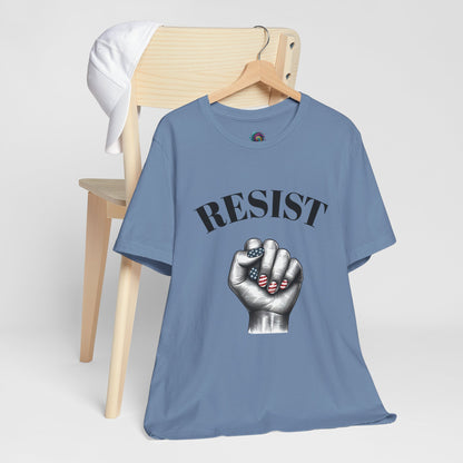 Resist Feminist Power Fist Tee – USA Flag Nails Protest Shirt - WhimSpin - https://whimspin.com