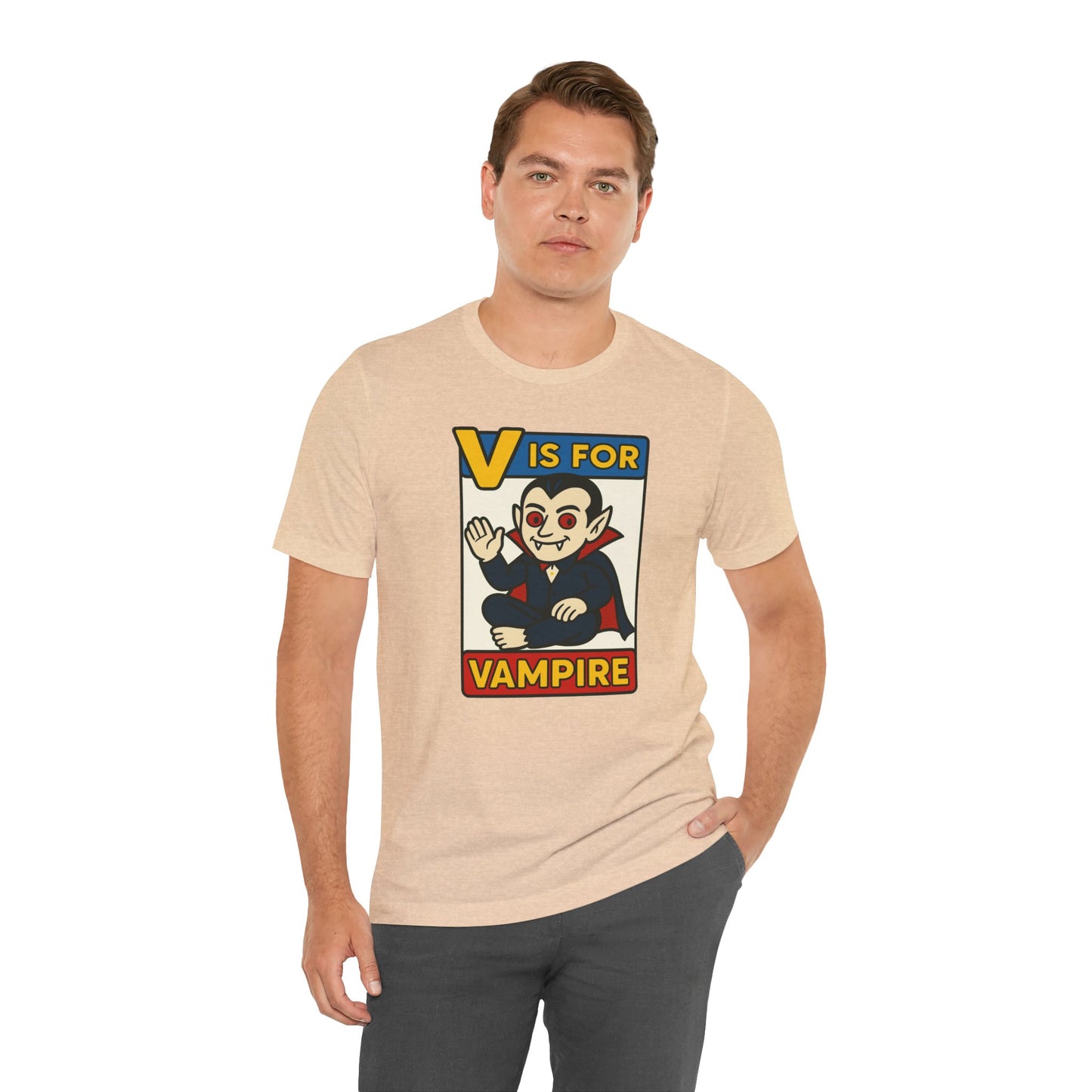 V is for Vampire T-Shirt – Funny Halloween Legend Alphabet Tee