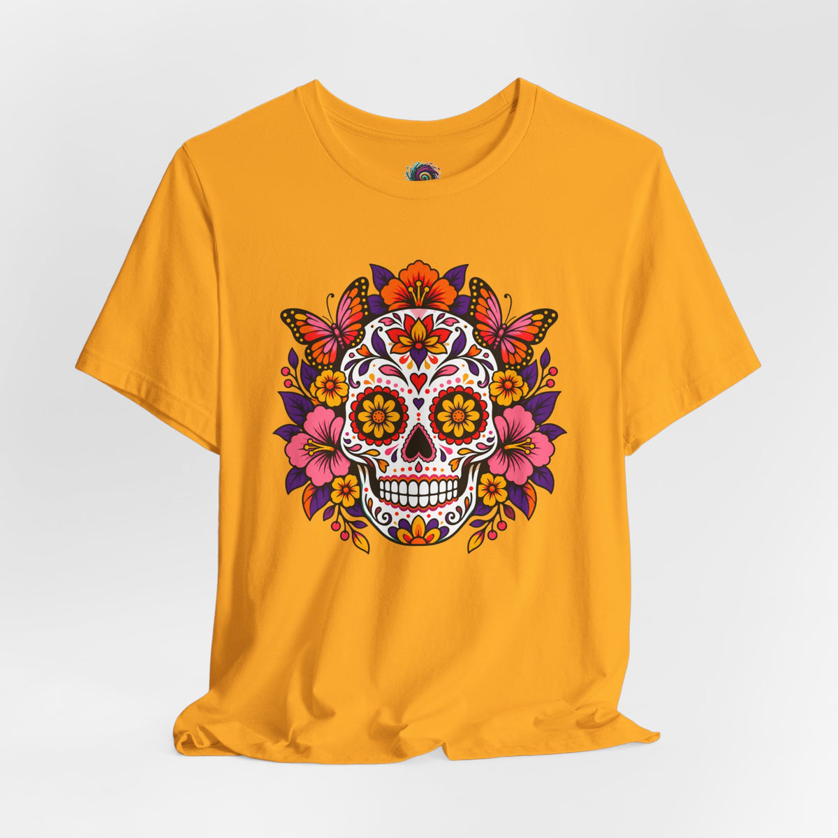 Floral Sugar Skull T-Shirt – Colorful Día de los Muertos Inspired Tee