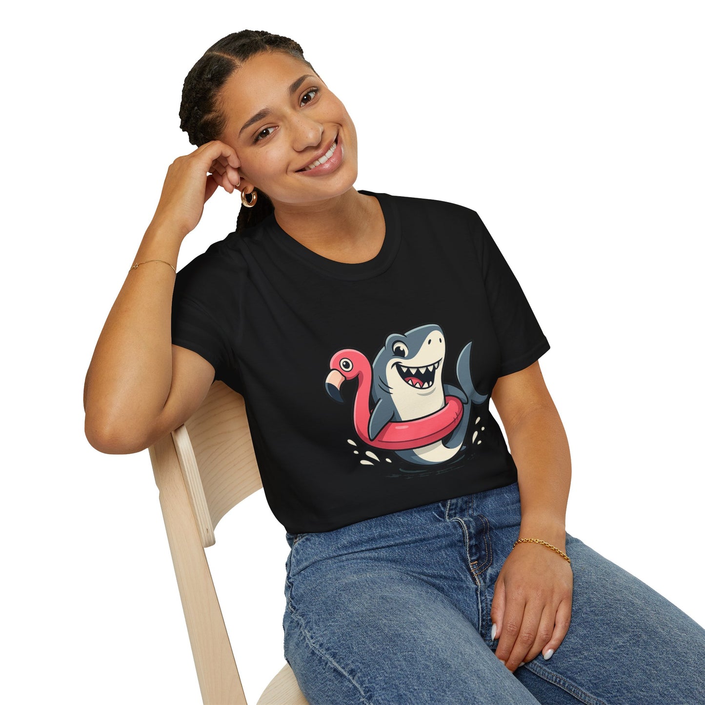 Shark & Flamingo Floatie T-Shirt – Funny Beach & Pool Day Tee
