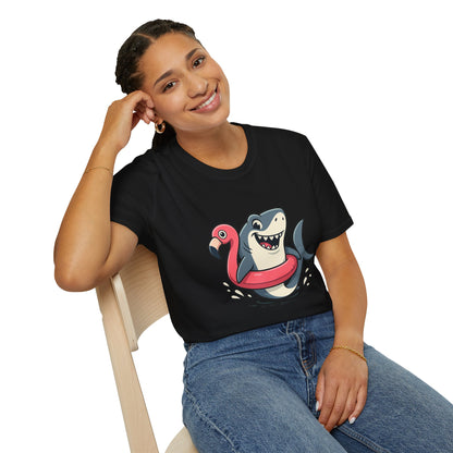 Shark & Flamingo Floatie T-Shirt – Funny Beach & Pool Day Tee