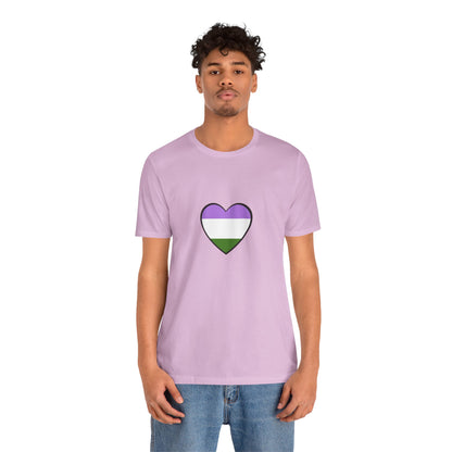 Genderqueer Flag Heart T-Shirt – Unisex LGBTQ+ Graphic Tee