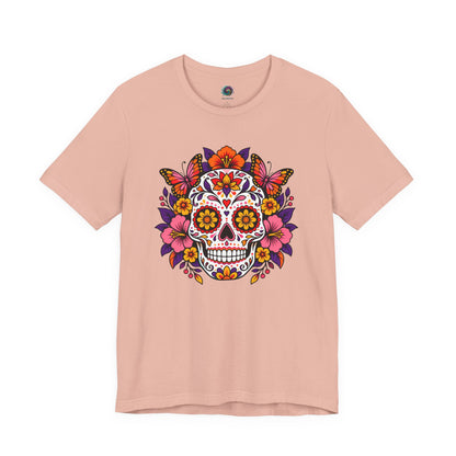Floral Sugar Skull T-Shirt – Colorful Día de los Muertos Inspired Tee