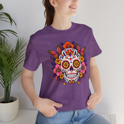 Floral Sugar Skull T-Shirt – Colorful Día de los Muertos Inspired Tee