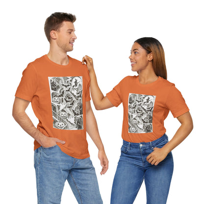 Haunted Hallways T-Shirt – Escher-Inspired Halloween Graphic Tee