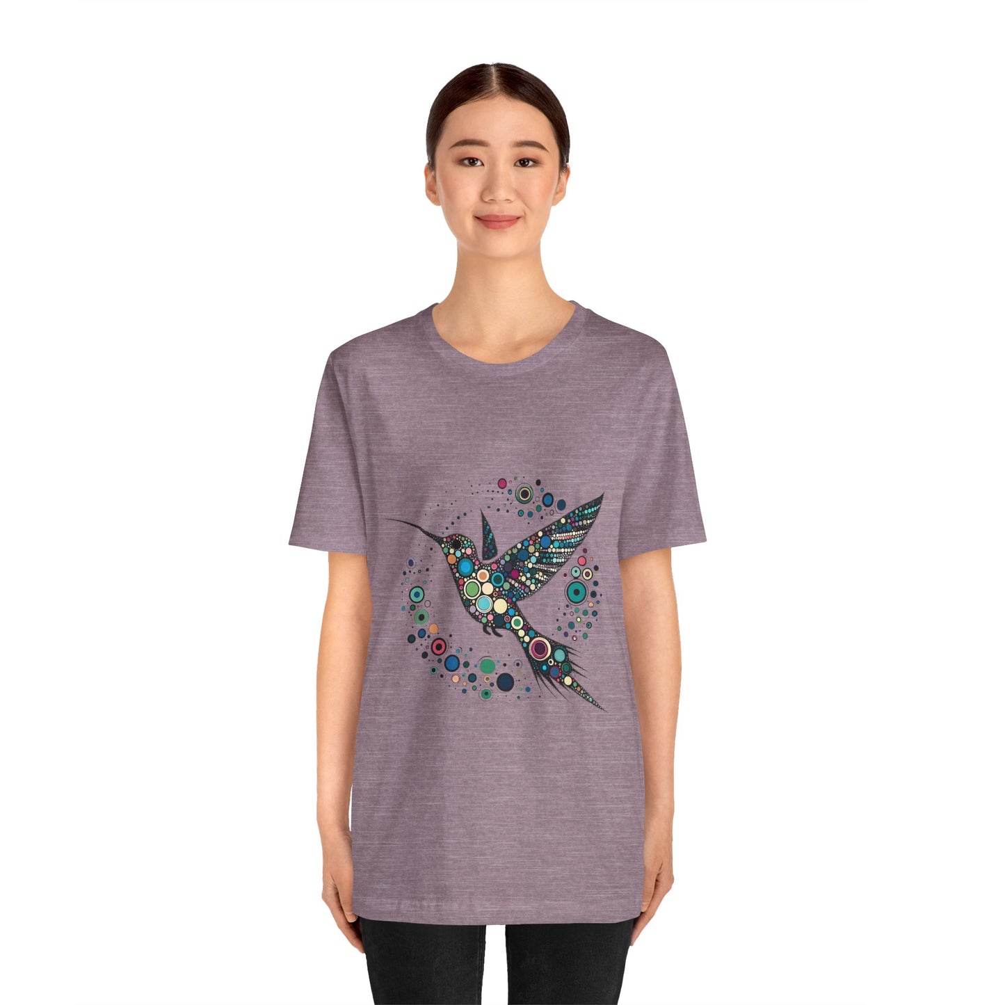 Hummingbird Dot Art T-Shirt – Colorful Nature-Inspired Graphic Tee