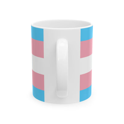Transgender Pride Flag Cup – Blue, Pink & White LGBTQ+ Ceramic Mug