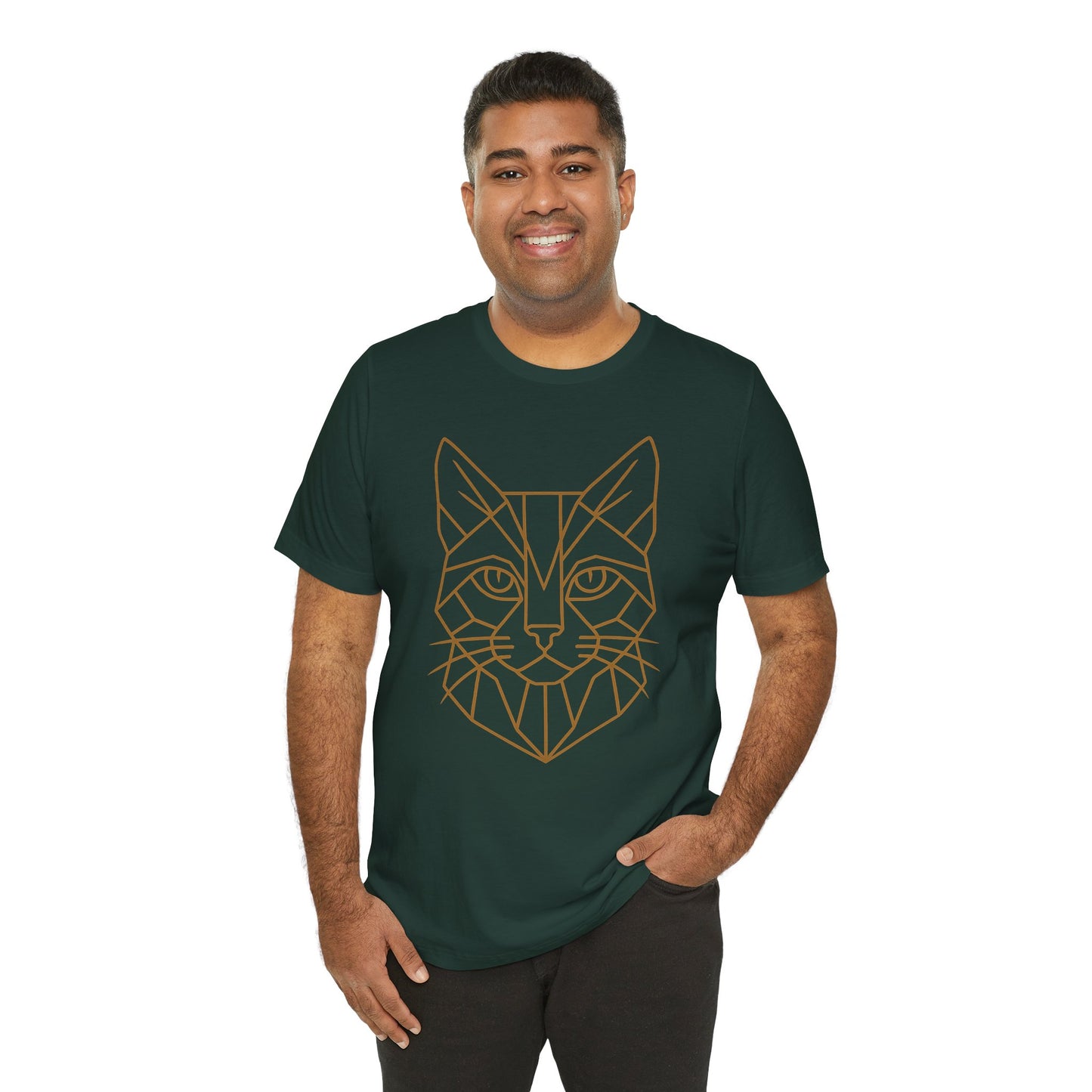 Geometric Cat T-Shirt – Minimalist Line Art Tee