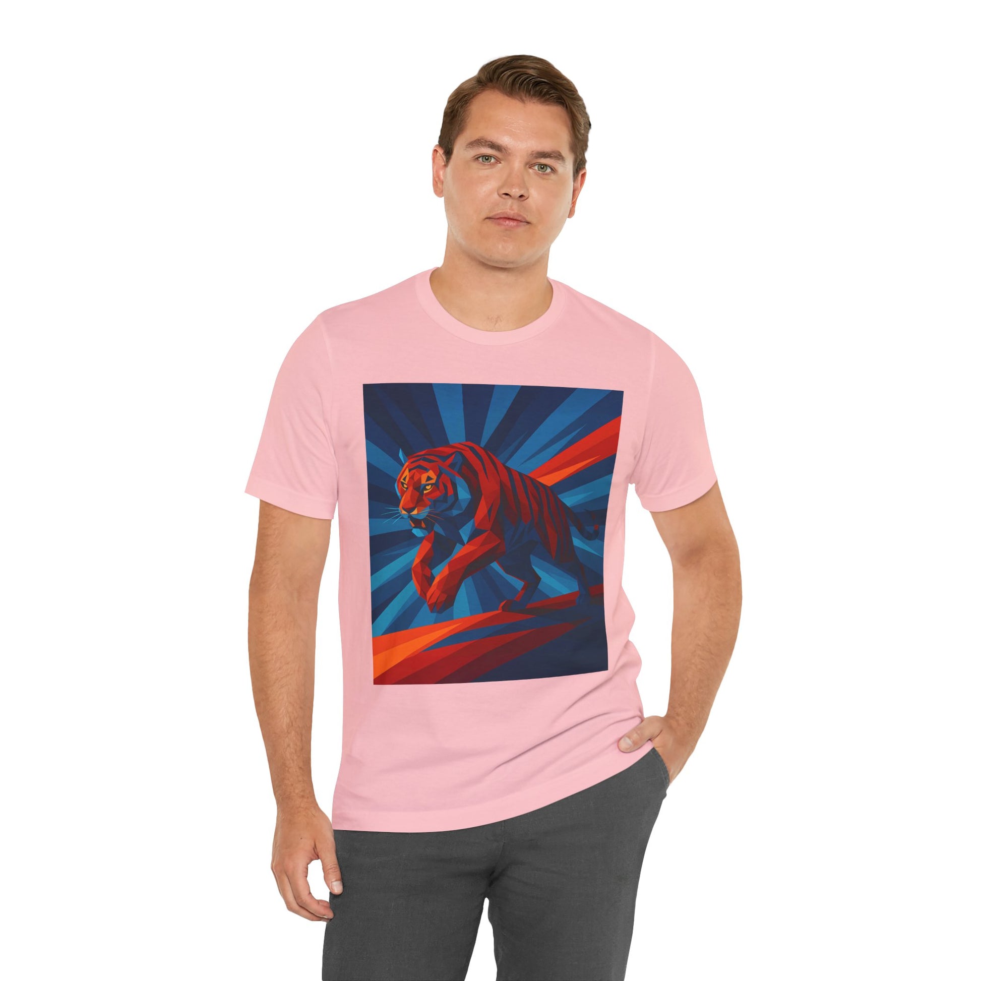 Geometric Tiger T-Shirt – Bold Jungle Animal Tee in Abstract Style - WhimSpin - https://whimspin.com