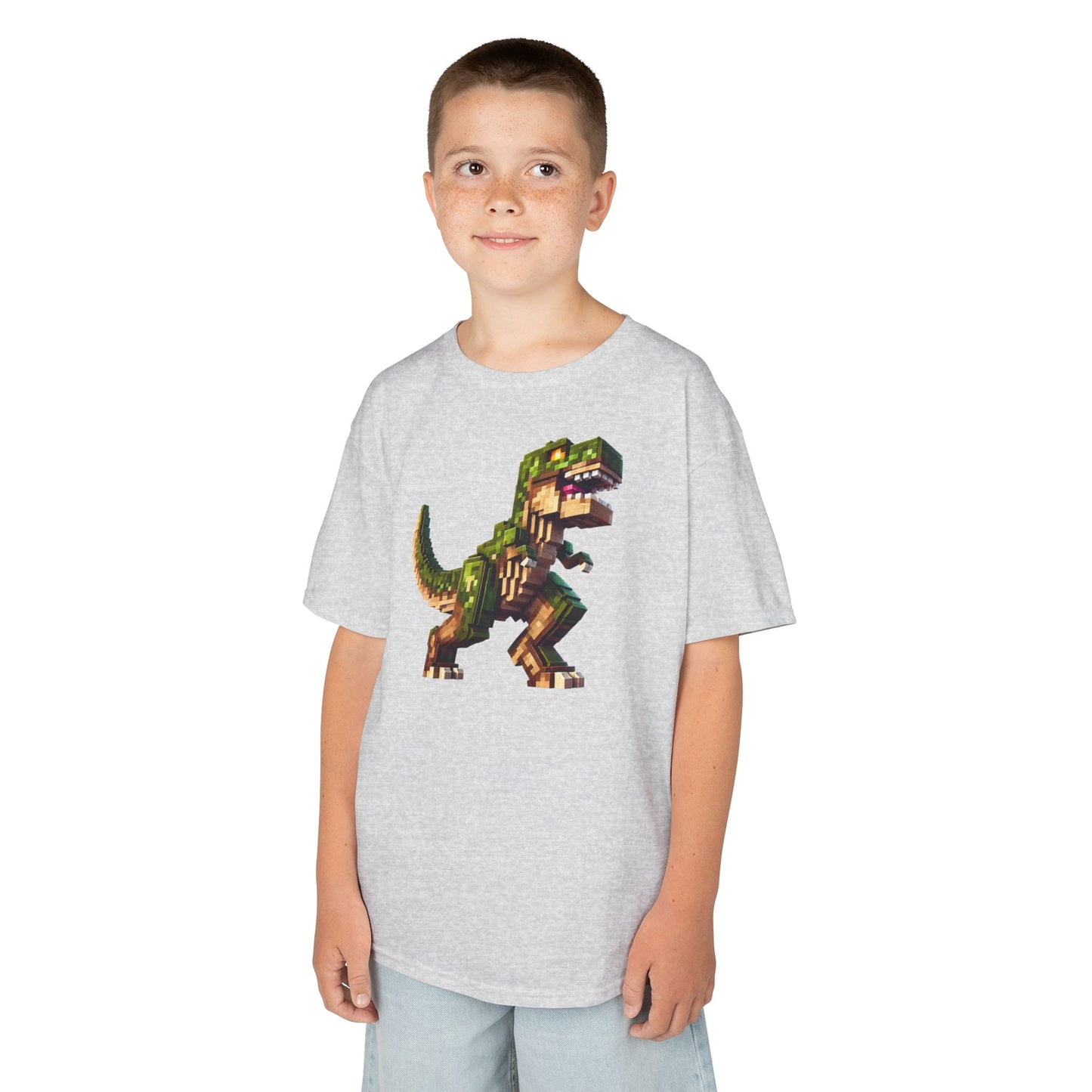 Pixel Dinosaur Kids T-Shirt – Retro Pixel T-Rex Gamer Tee