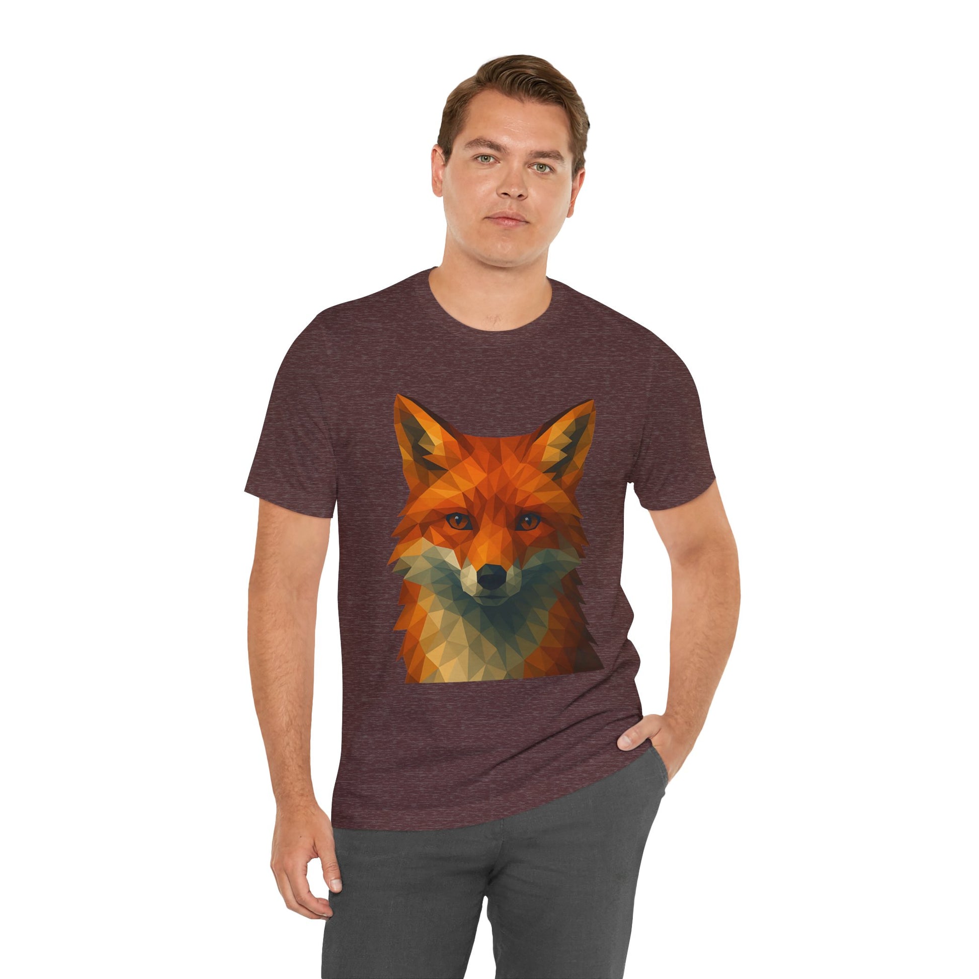 Geometric Fox T-Shirt – Polygon Animal Tee with Nature Vibes - WhimSpin - https://whimspin.com