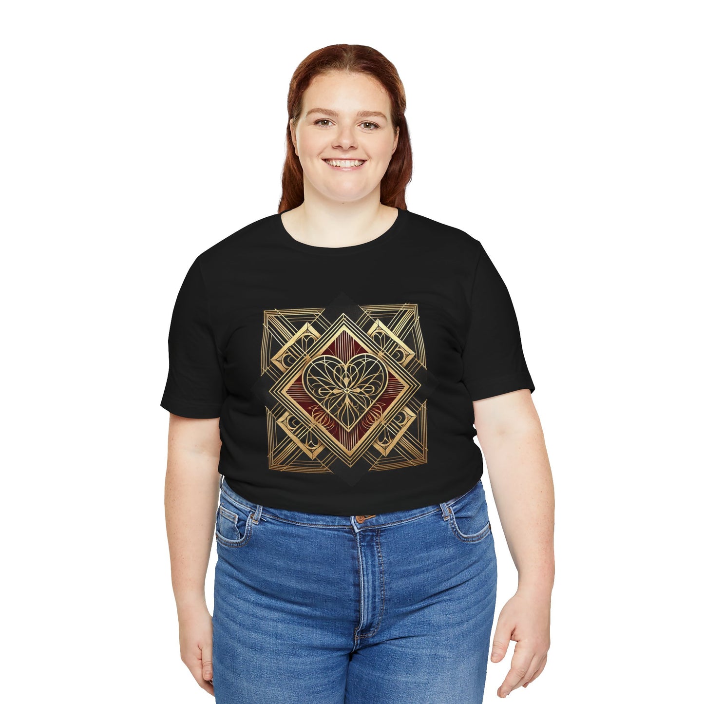 Art Deco Heart T-Shirt – Romantic Valentine's Day Graphic Tee