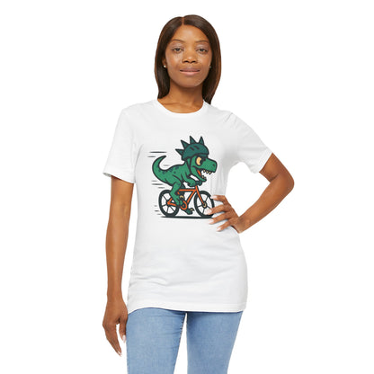 Velociraptor on a Bike T-Shirt – Funny Dino Velo Tee
