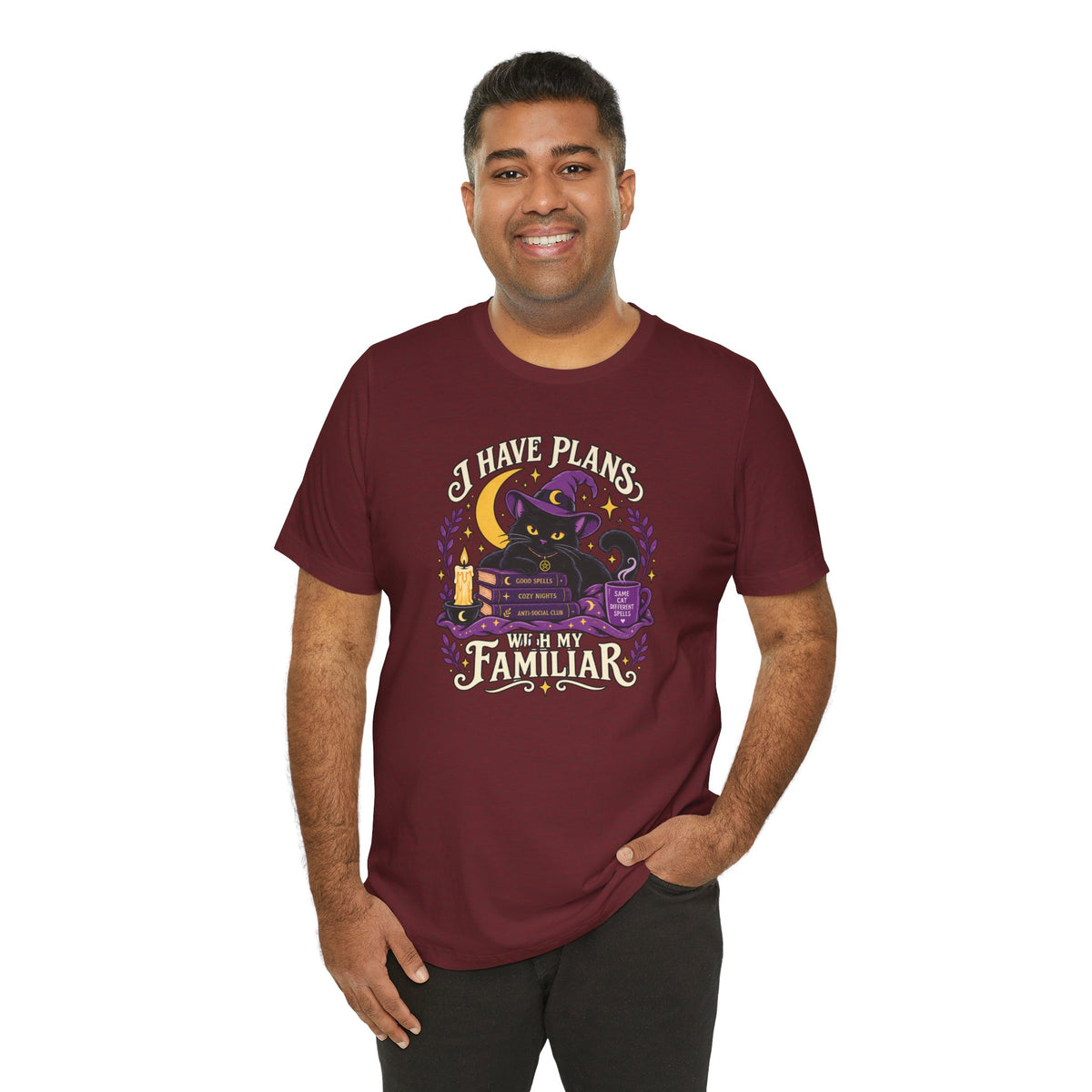 I Have Plans With My Familiar T-Shirt - Funny Witchy Introvert Cat Tee