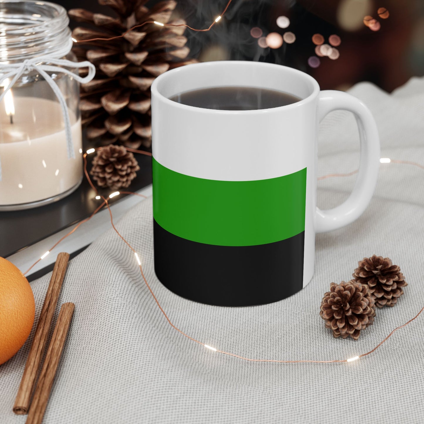 Neutrois Pride Flag Cup – White, Green & Black LGBTQ+ Ceramic Mug