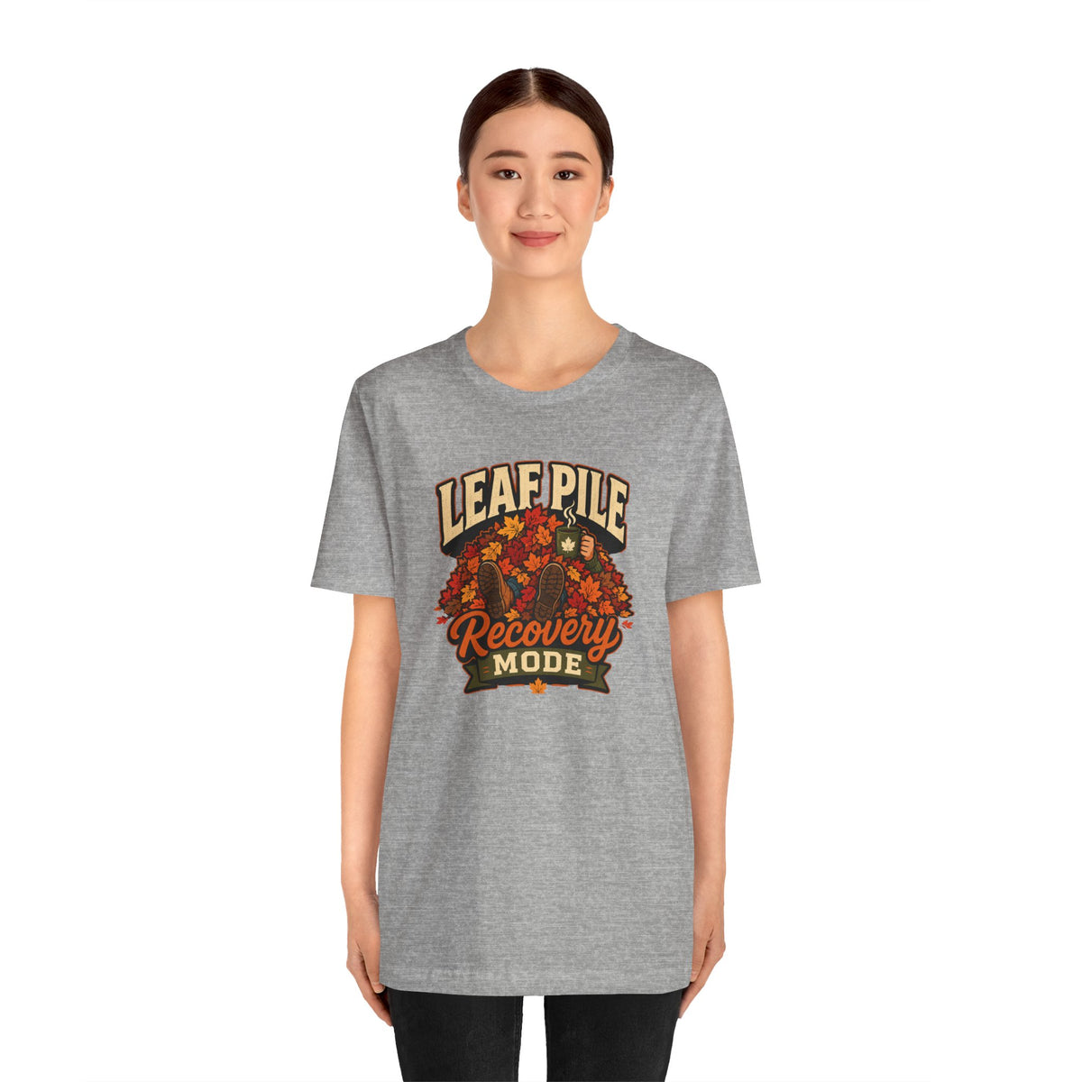 Leaf Pile Recovery Mode T-Shirt – Funny Fall Leaves Tee