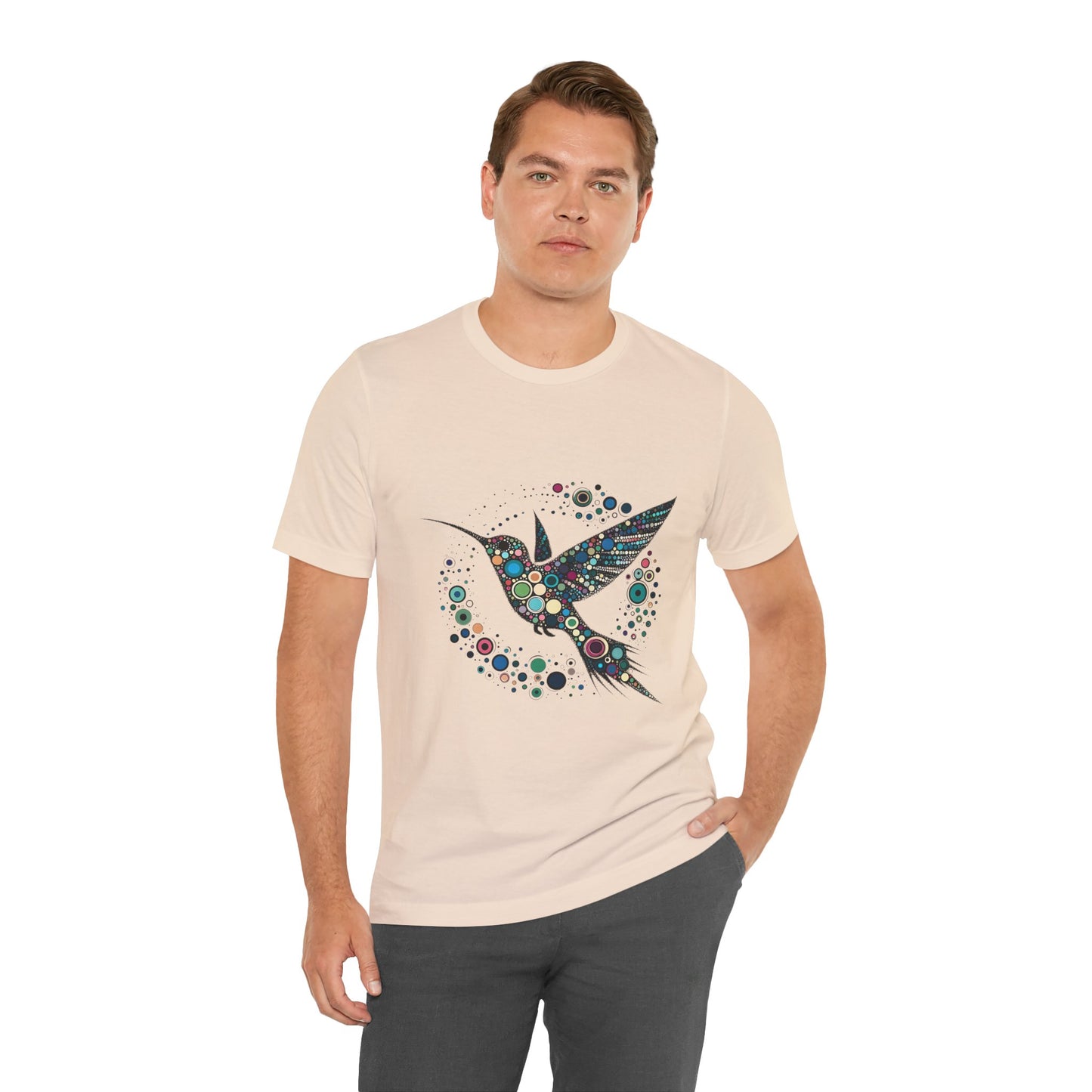 Hummingbird Dot Art T-Shirt – Colorful Nature-Inspired Graphic Tee