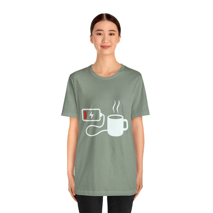 Low Battery Need Coffee Tee – Funny Caffeine Graphic T-Shirt
