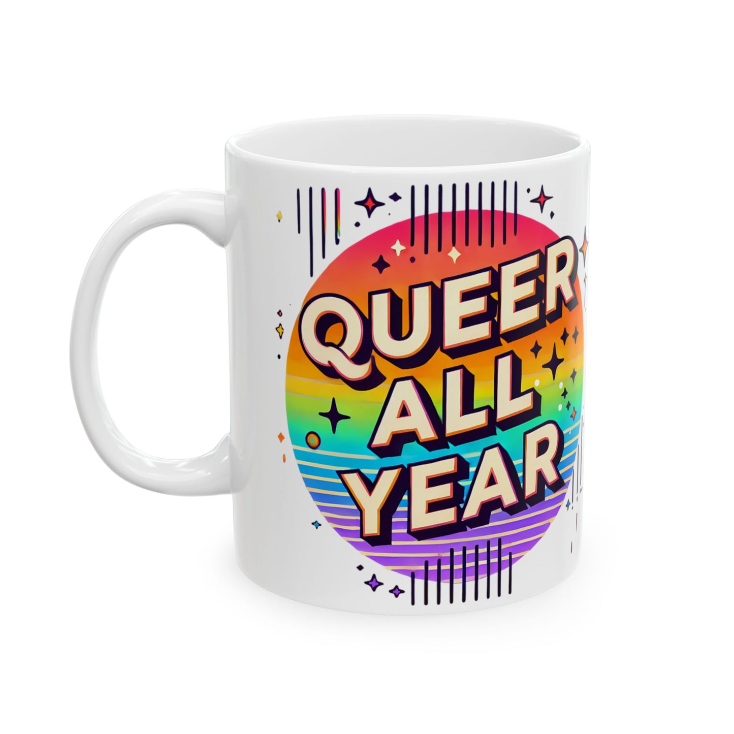 Queer All Year Mug – Pride Coffee Cup