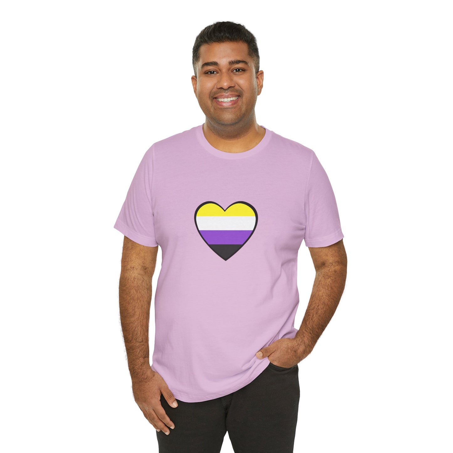 Nonbinary Pride Flag Heart T-Shirt – Unisex LGBTQ+ Graphic Tee