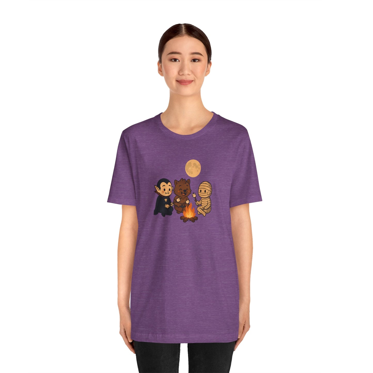 Halloween Monsters Campfire T-Shirt – Cute Monster Shirt with Roasting Marshmallows