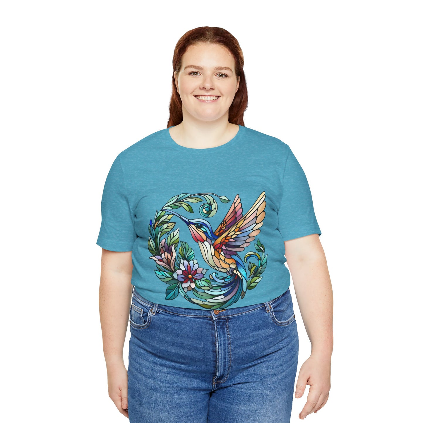 Stained Glass Hummingbird Tee – Vibrant Nature Shirt - WhimSpin - https://whimspin.com