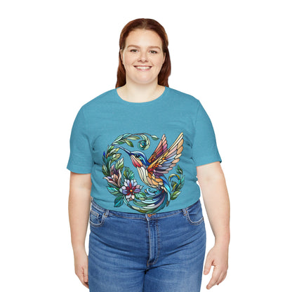 Stained Glass Hummingbird Tee – Vibrant Nature Shirt - WhimSpin - https://whimspin.com