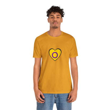 Intersex Pride Flag Heart T-Shirt – Minimalist LGBTQ+ Support Tee