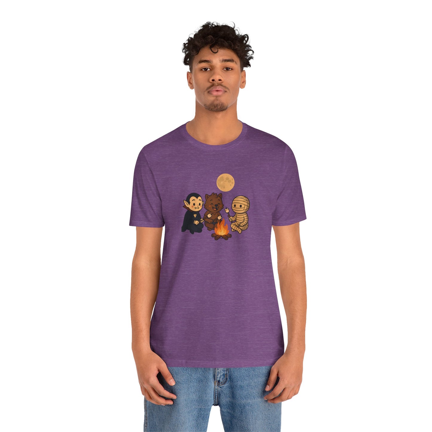 Halloween Monsters Campfire T-Shirt – Cute Monster Shirt with Roasting Marshmallows