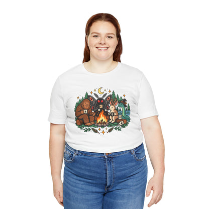 Cryptid Campfire T-Shirt – Bigfoot, Mothman & Nessie Tee