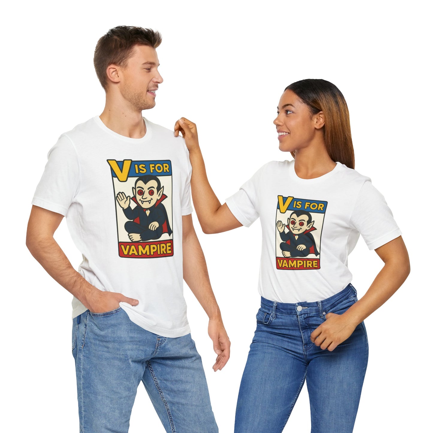 V is for Vampire T-Shirt – Funny Halloween Legend Alphabet Tee