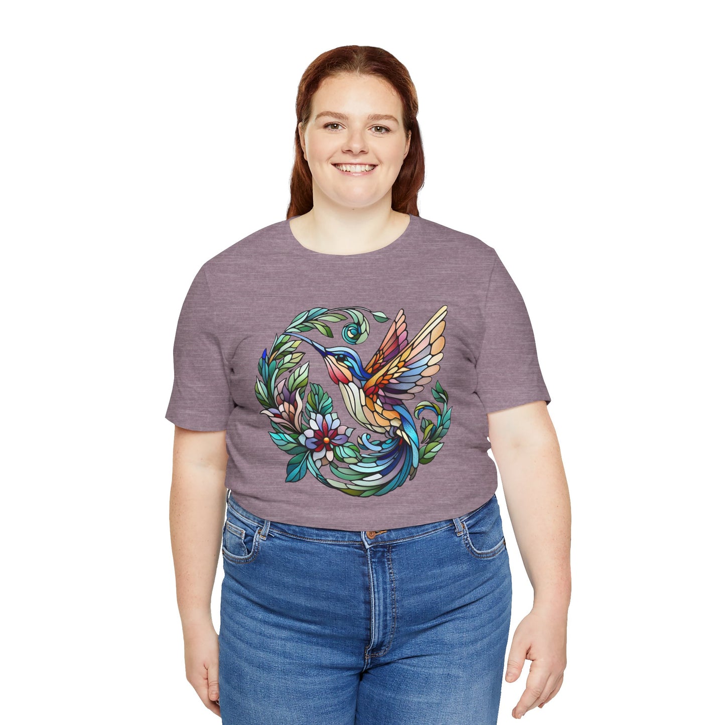 Stained Glass Hummingbird Tee – Vibrant Nature Shirt