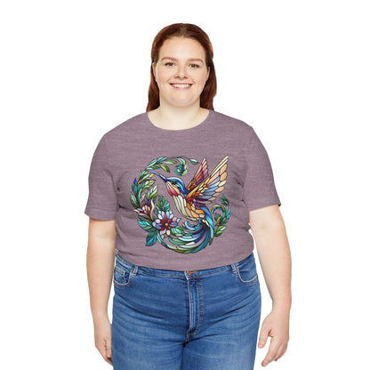 Stained Glass Hummingbird Tee – Vibrant Nature Shirt