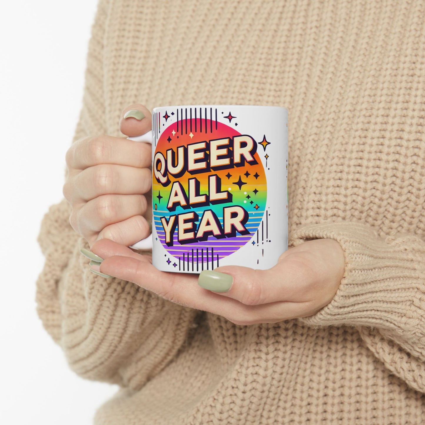 Queer All Year Mug – Pride Coffee Cup