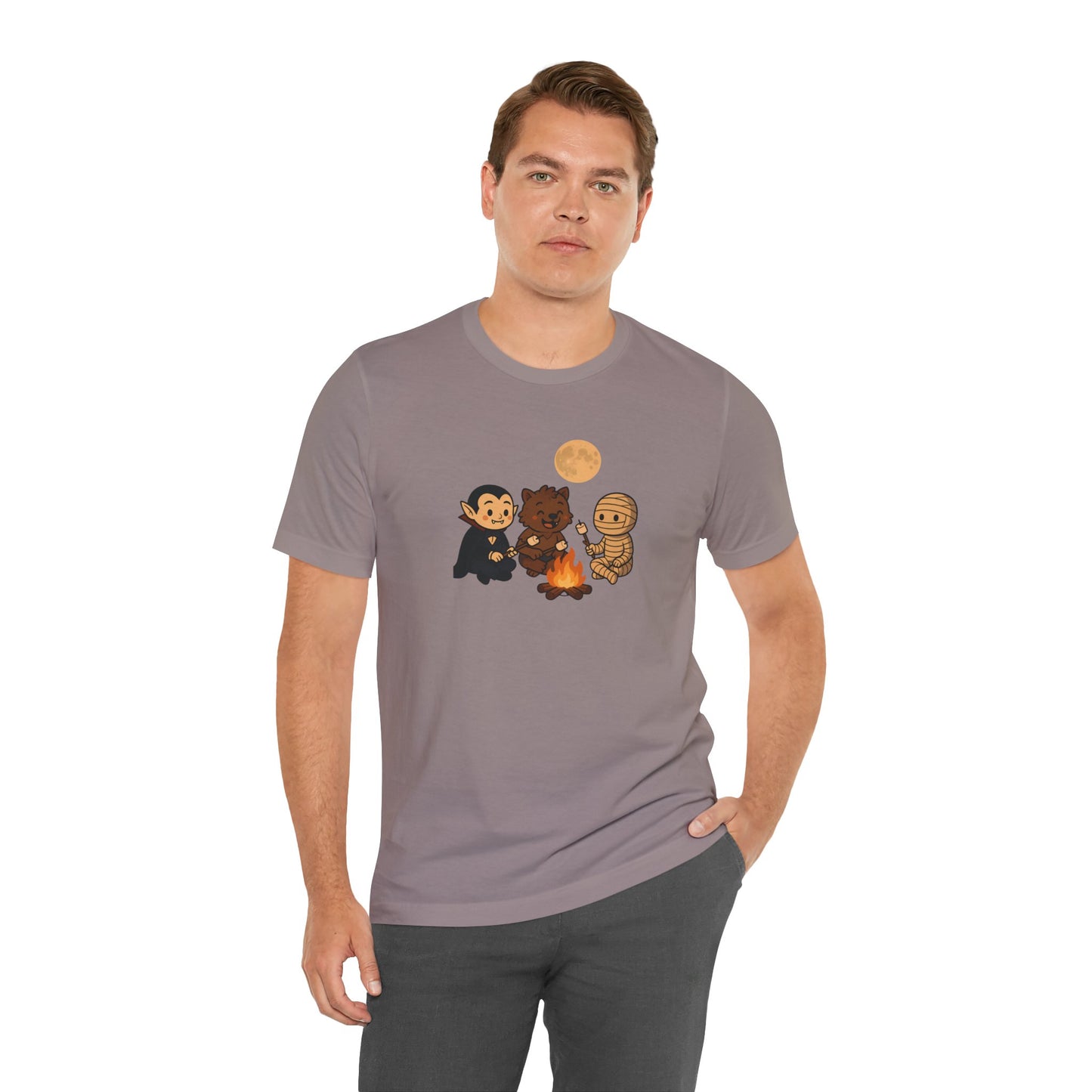 Halloween Monsters Campfire T-Shirt – Cute Monster Shirt with Roasting Marshmallows