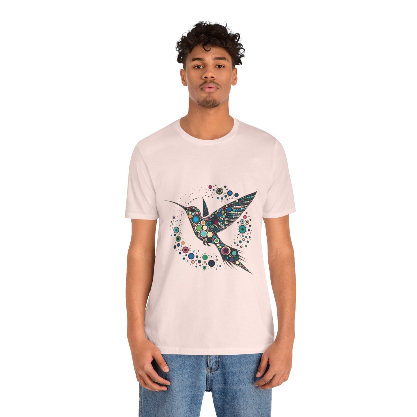 Hummingbird Dot Art T-Shirt – Colorful Nature-Inspired Graphic Tee