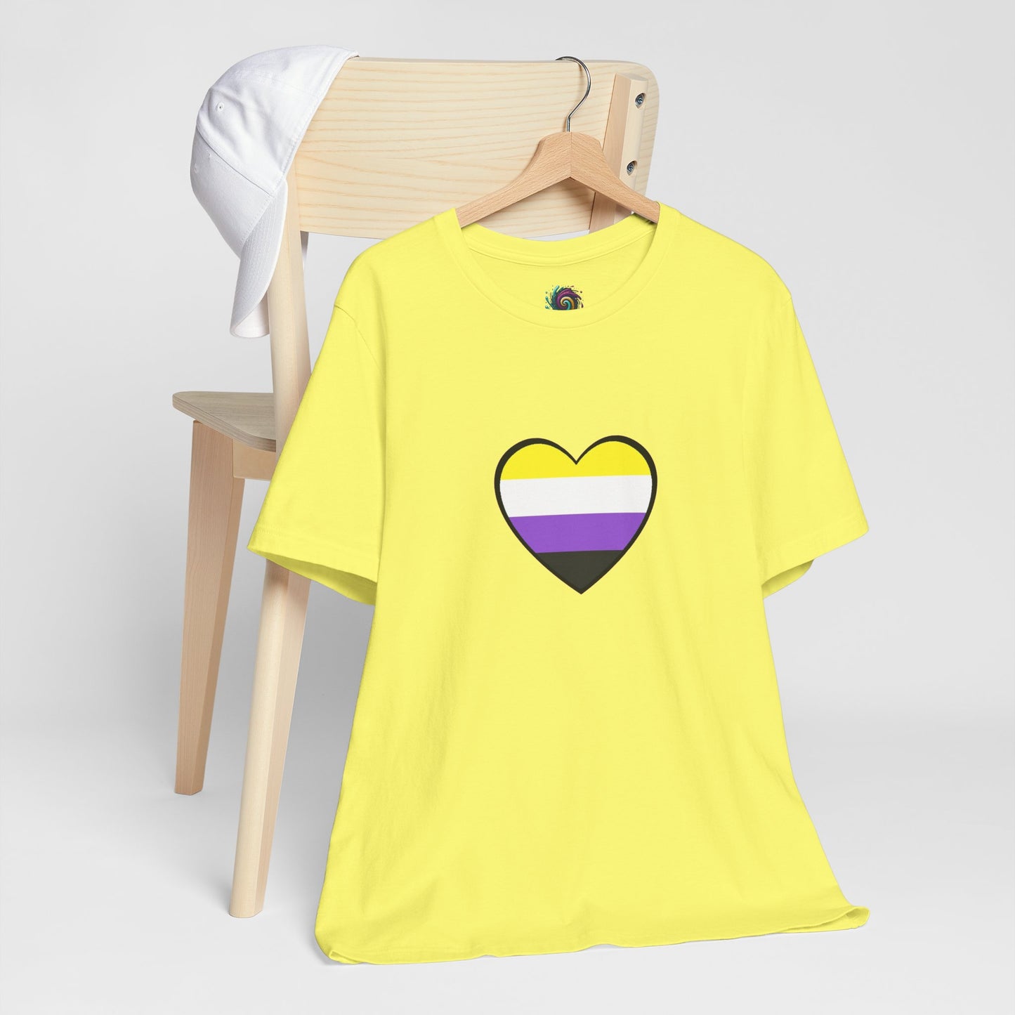 Nonbinary Pride Flag Heart T-Shirt – Unisex LGBTQ+ Graphic Tee