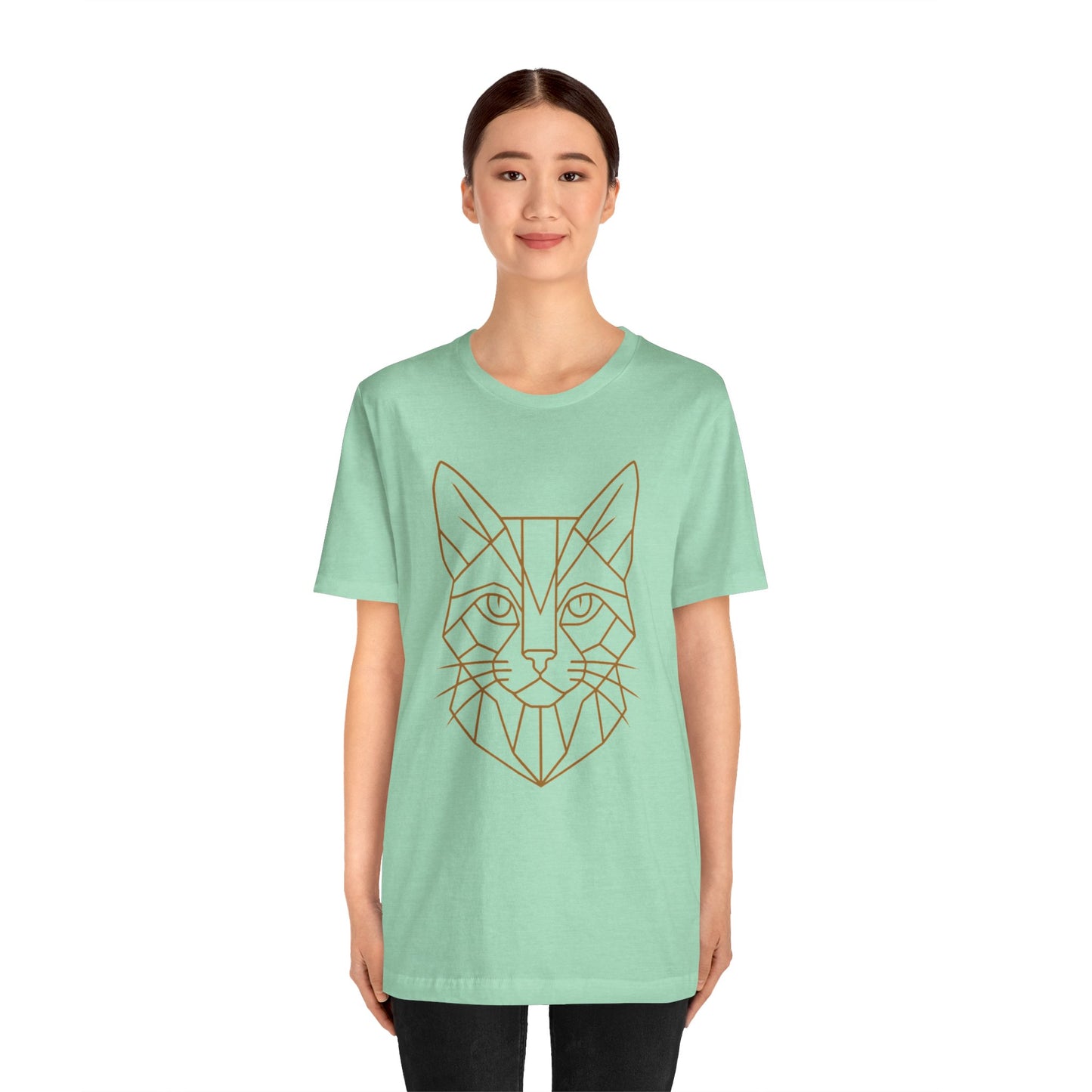 Geometric Cat T-Shirt – Minimalist Line Art Tee