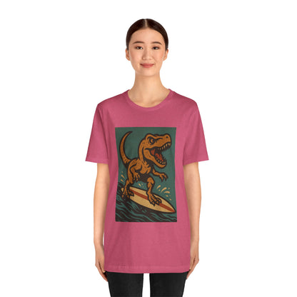 Surfing T-Rex T-Shirt – Funny Dinosaur Surfing Graphic Tee