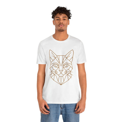 Geometric Cat T-Shirt – Minimalist Line Art Tee - WhimSpin - https://whimspin.com