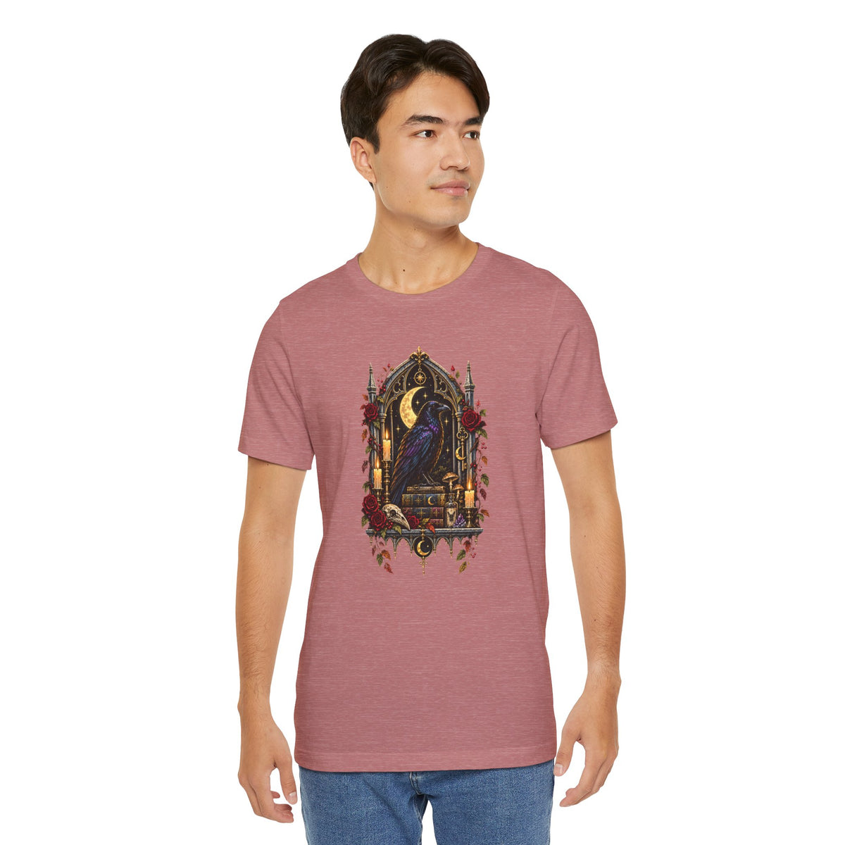 Raven’s Reliquary Tee – Gothic Moonlit Raven T-shirt