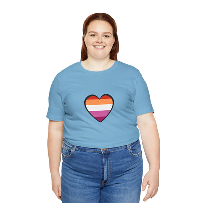 Lesbian Flag Heart T-Shirt – Bold LGBTQ+ Graphic Tee