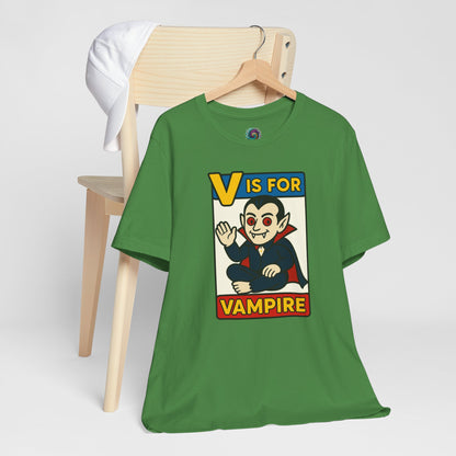 V is for Vampire T-Shirt – Funny Halloween Legend Alphabet Tee