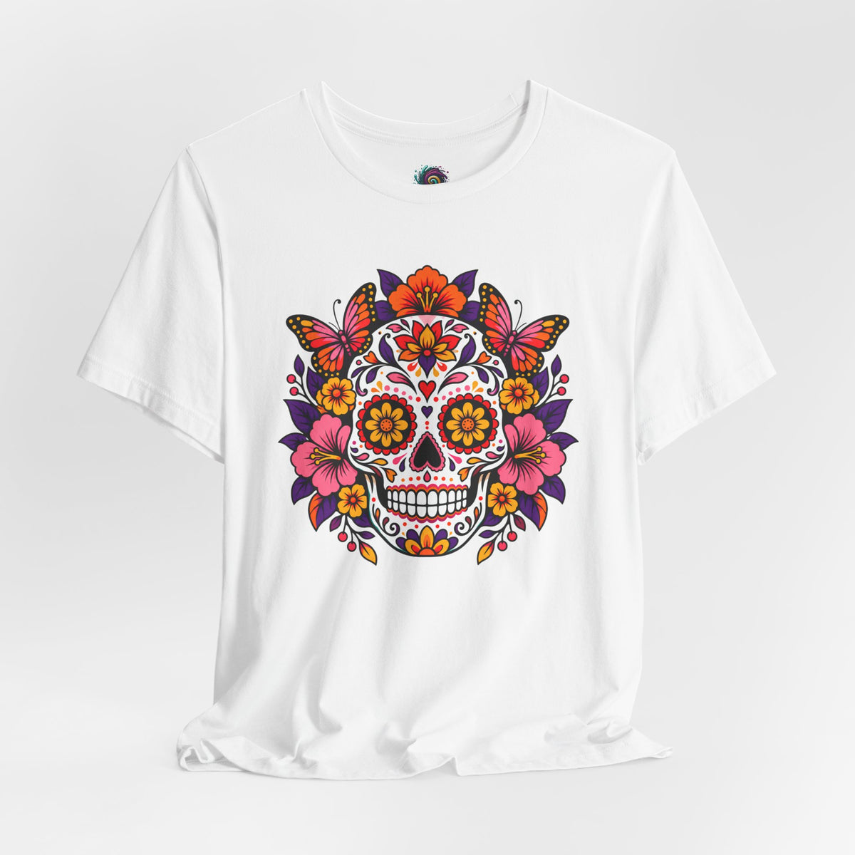 Floral Sugar Skull T-Shirt – Colorful Día de los Muertos Inspired Tee