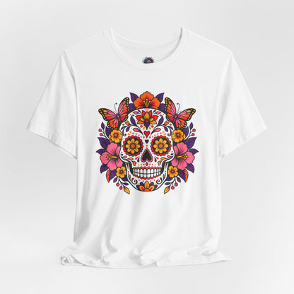 Floral Sugar Skull T-Shirt – Colorful Día de los Muertos Inspired Tee