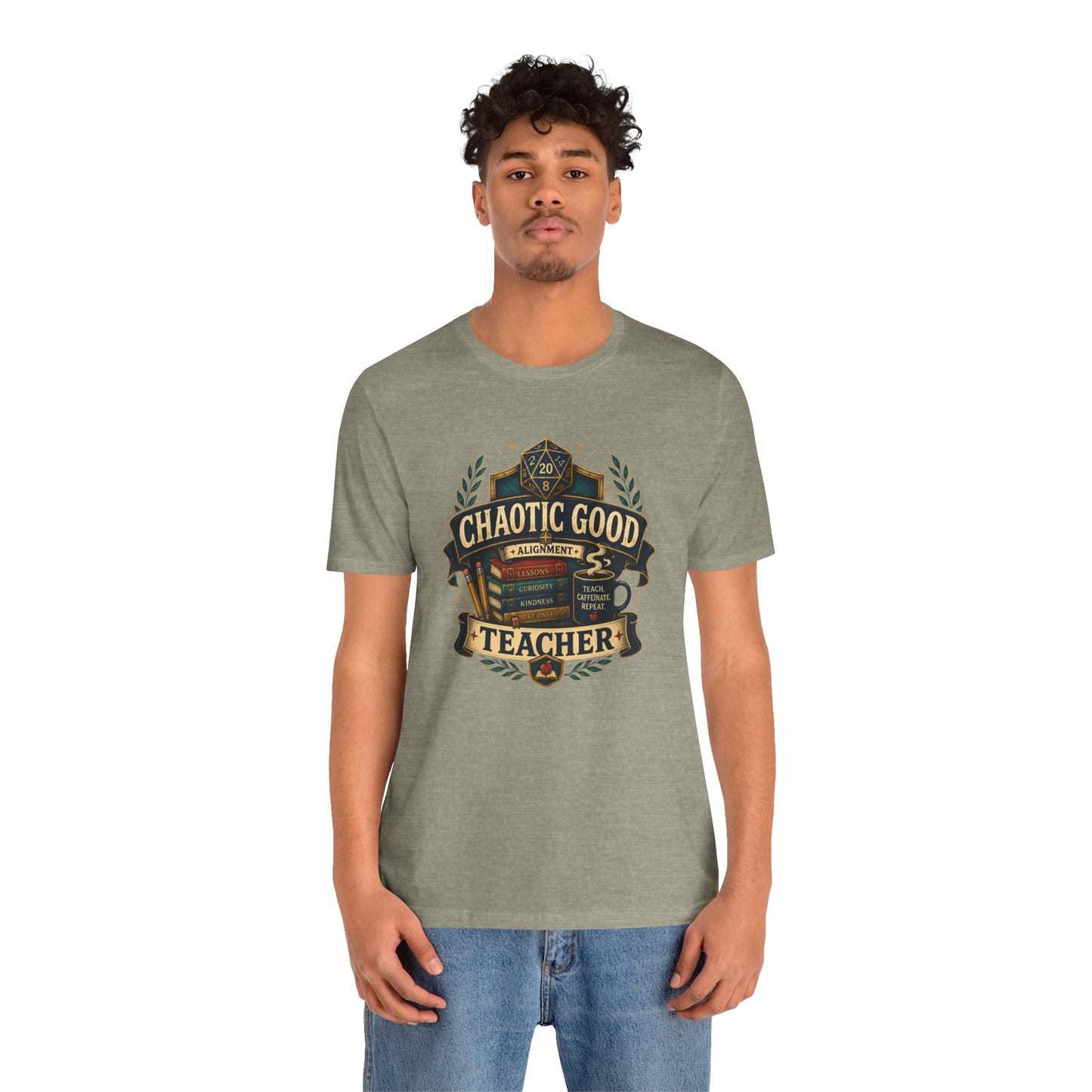 Chaotic Good Teacher T-Shirt – RPG Teacher Graphic Tee