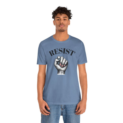 Resist Feminist Power Fist Tee – USA Flag Nails Protest Shirt